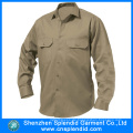 Günstige Workwear Khaki Baumwolle Bohrer Arbeit Shirt Design für Männer